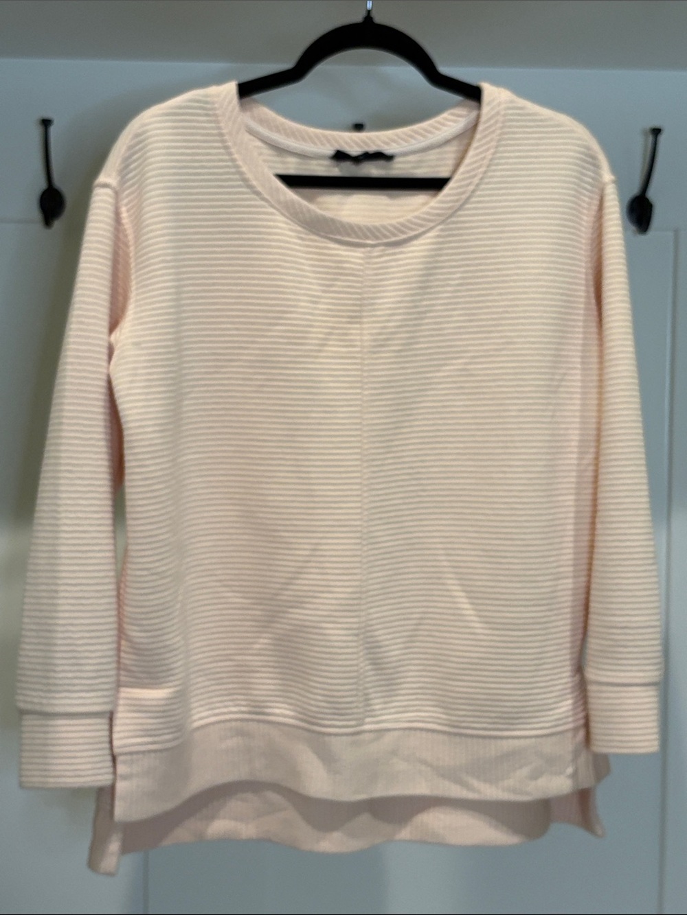 Peach Textured Long Sleeve Pullover
